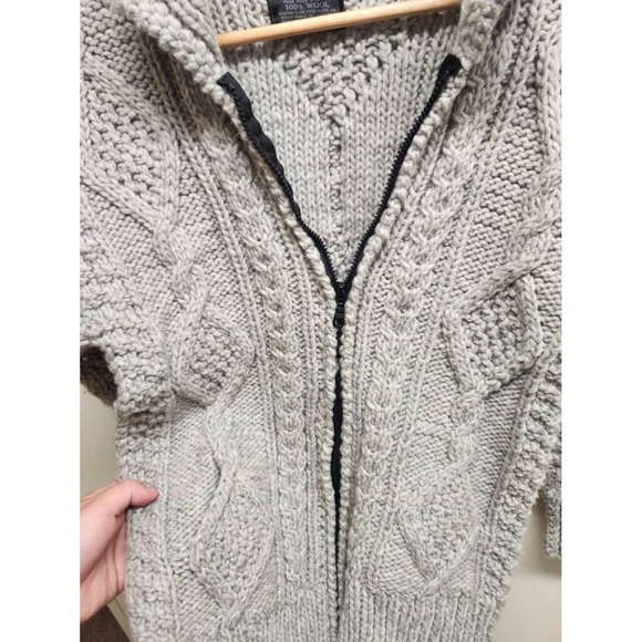 Otavalo Native American Wool Knit Zip Cardigan Sweater Handmade Ecuador - Picture 2 of 3